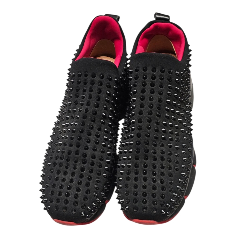 Christian Louboutin Black Studded Slip-On Sneakers